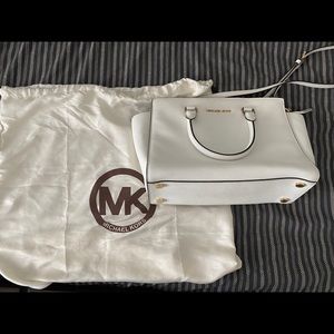 Michael Kors white structured crossbody bag